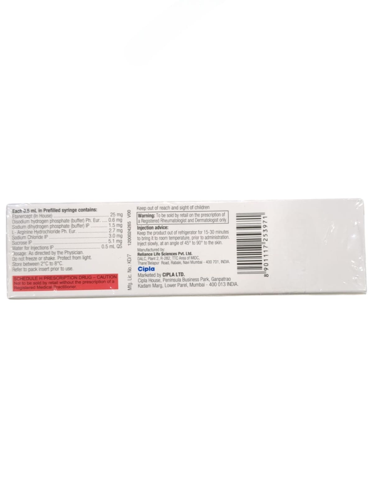 Etacept 25mg Injection